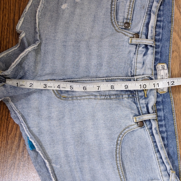 FREE PEOPLE Destroyed High Rise Denim Shorts - Picture 9 of 9